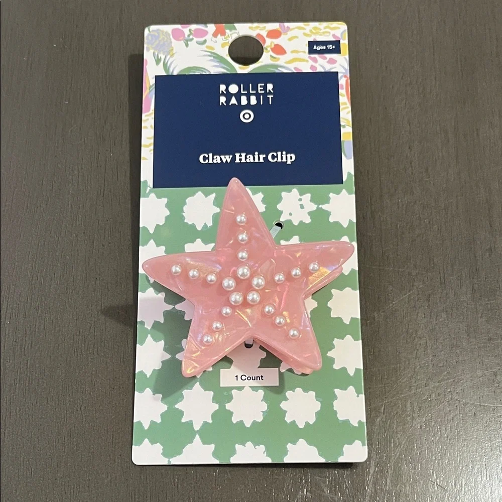 Roller Rabbit Pink Star Hair Clip with Pearls
